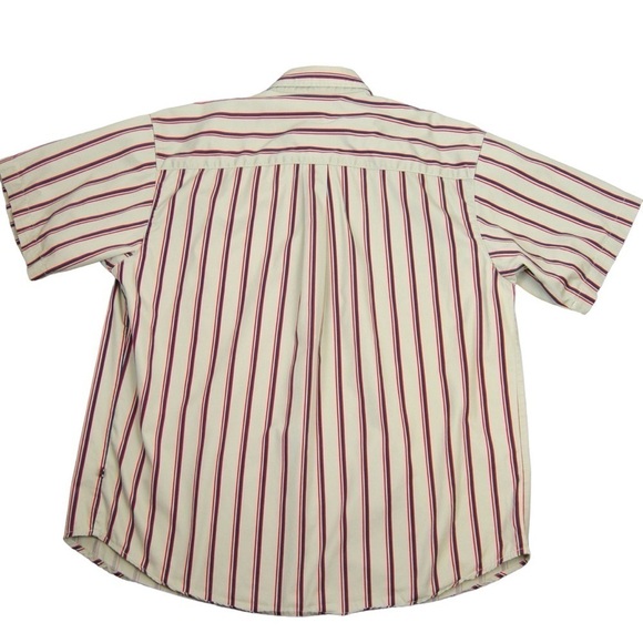 Bugle Boy Rockabilly No Wrinkle Striped Cotton Short Sleeve Shirt, Size Large - Picture 4 of 6